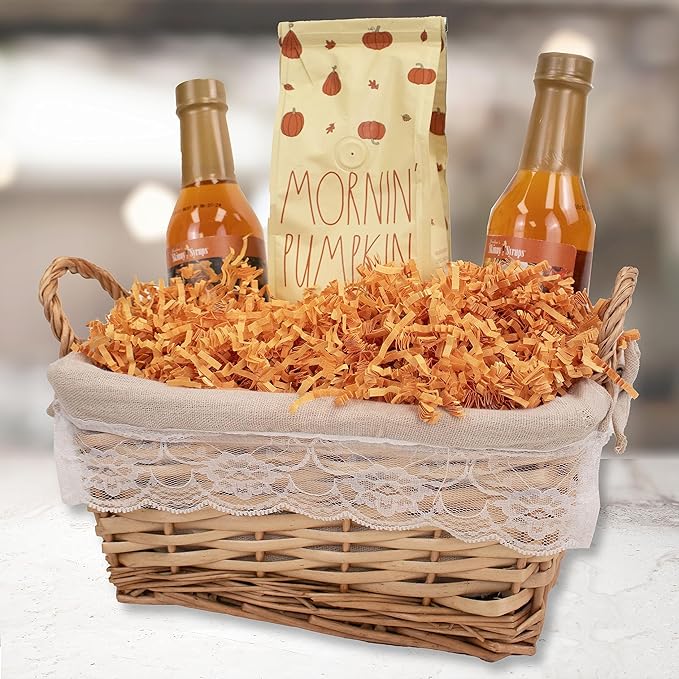 MagicWater Crinkle Cut Paper for Gift Baskets - 2LB - Yellow Orange - Perfect for Shredded Paper Filler, Basket Filler, Gift Boxes, Bridesmaid Gifts, Christmas Stuffers & More – Ideal for All Occasions