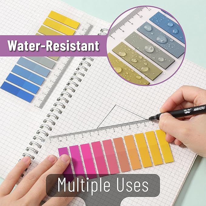Mr. Pen- Colorful Sticky Tabs, 1600 pcs, Translucent Page Markers, Water-Resistant Book Tabs for Annotating, Bible Study, Planning, Indexing & Document Organization