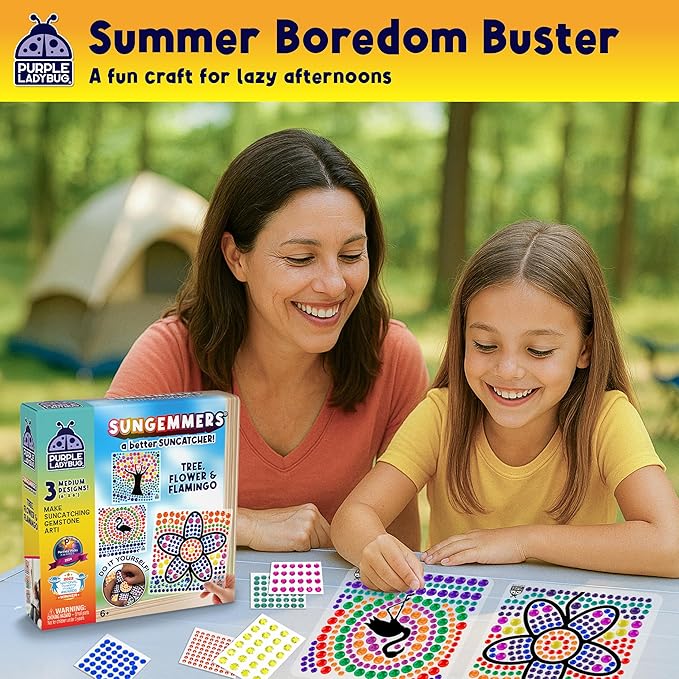 SUNGEMMERS Window Art Kids Crafts - Fun Arts and Crafts for Kids Ages 8-12 & Birthday Gifts for Girls 6 7 8 9 10 Year Old - Summer Craft for Girls 8-12, Summer Toys for Ages 5-7, Diamond Art Kit
