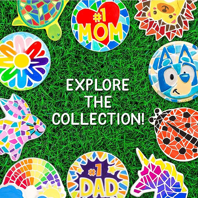 Creative Roots Paint Your Own #1 Dad Stepping Stone, Paintable Ceramic 7 in. Stone, Includes 6 Acrylic Paints & Paintbrush, Great Arts and Crafts for Kids Ages 8-12