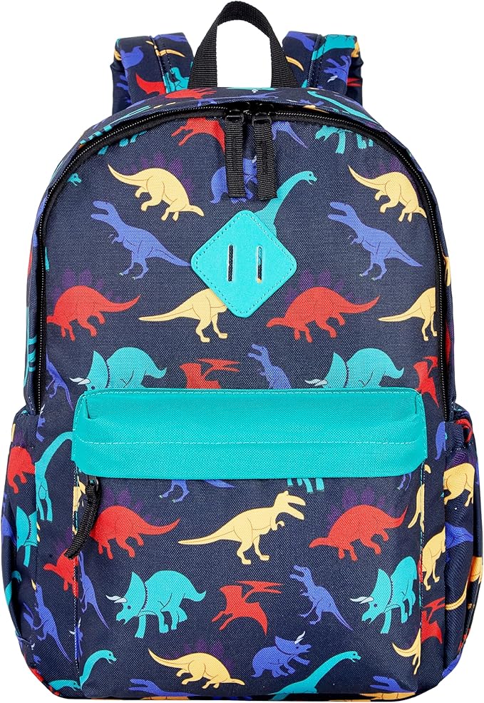 KK CRAFTS Preschool Backpack Kindergarten Little Kids Toddler Elementary School Backpacks for Boys and Girls with Chest Strap(15Inch, Dark Blue Dinosaur)