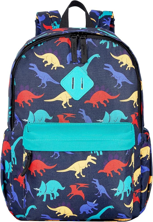 KK CRAFTS Preschool Backpack Kindergarten Little Kids Toddler Elementary School Backpacks for Boys and Girls with Chest Strap(15Inch, Dark Blue Dinosaur)
