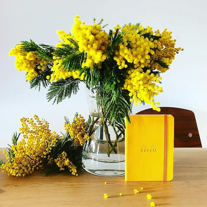 Rhodia Rhodiarama SoftCover Notebook - 72 Dots Sheets - 4 x 5 1/2 - Yellow Cover