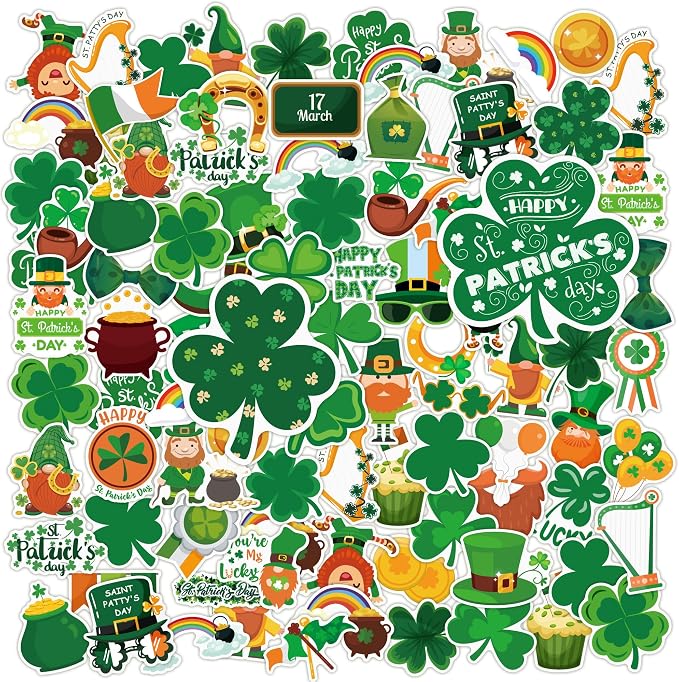 OHOME St Patricks Day Stickers for Kids - 120 PCS St Patricks Day Accessories Shamrock Decorations - St. Patrick’s Day Crafts for Kids - St Paddys Day Gifts Treats Party Favors for Boys Girls