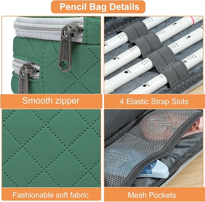 Della Gao Large Pencil Case, Big Capacity Pencil Pouch with 3 Compartments | Office Pencil Bag with Zipper, Big Pen Case for Adults (01-3ALLG)