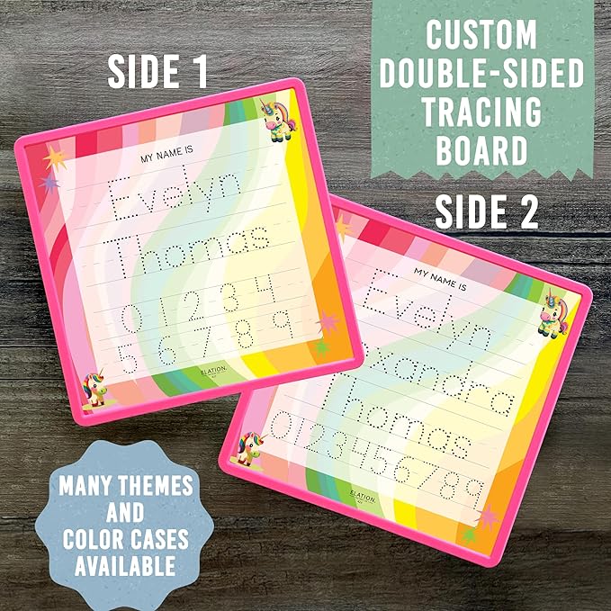 Kid's Name Tracing Board | Dry Erase Letter Tracing | Reusable Writing Practice Board | Personalized | Baby Unicorn Theme