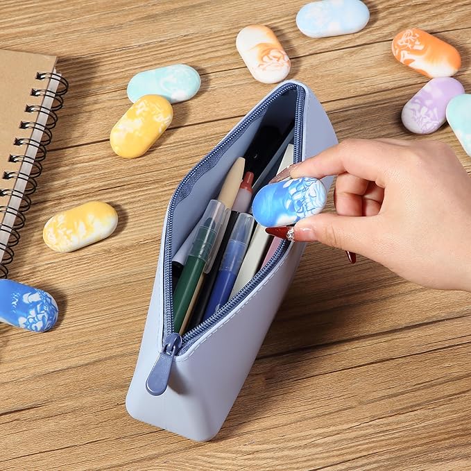 Mr. Pen- Marble Pencil Erasers, 12 Pack, 1" x 2", Soft Rubber Marble Pencil Erasers for School, Office, Art Sketching, Homework, Exams, Clean Smudge-Free Correction