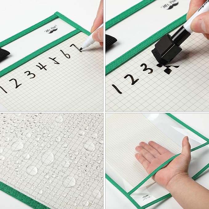 Mr. Pen- Reusable Dry Erase Pocket Sleeves, 10" x 14", 6 Pack, Mint Melody, Clear Plastic Paper Sleeves, Ticket Holders, Clear Plastic Sheet Protectors, Teacher, School, Classroom Supplies