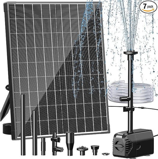 Biling 20W Solar Fountain Pump 320 GPH Adjustable Flow for Outdoor Pond | Solar Pond Pump with Dry-run Protection, 4 Spray Patterns, 6.6 Ft Tubing for Outdoor Water Garden Small Pond