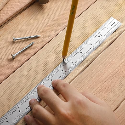 Mr. Pen- Machinist Ruler, 12 Inch, Stainless Steel Imperial, Precision Measuring Tool, 1/8", 1/16", 1/32", 1/64" Graduation for Engineering, Carpentry, Drafting, Office, School