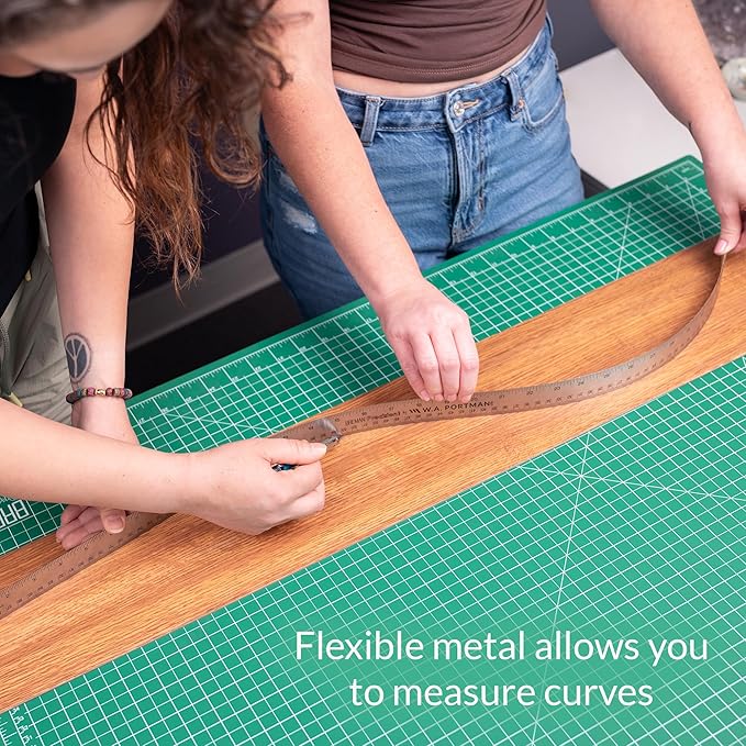 Breman Precision Metal Ruler 18 Inch Cork Back – Stainless Steel Straight Edge, Flexible Non-Slip 18 Inch Metal Ruler with Cork Backing – Imperial & Metric for Crafting, School, Workshop & Home Use