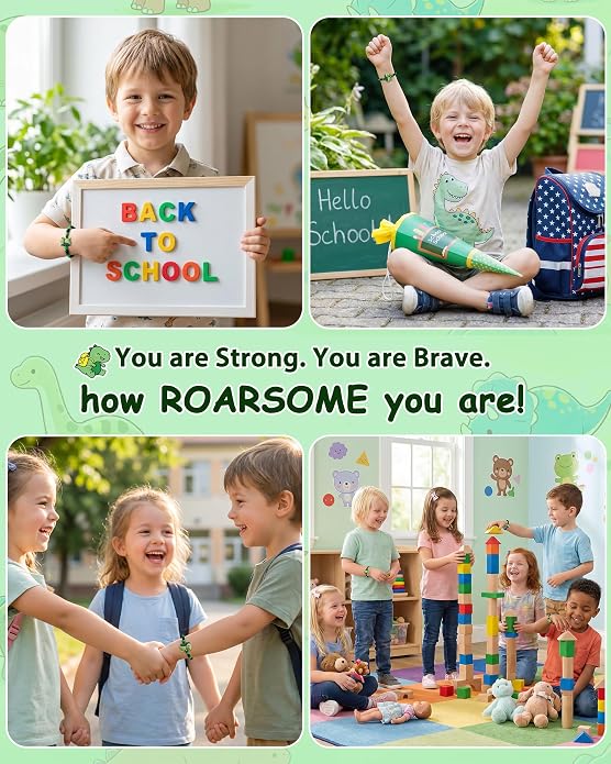 PEALICIOUS Dinosaur Bracelets for Boys, Back to School Birthday Son Gifts | First Day of Kindergarten Bracelet, Adjustable Dino Gifts Match Dinosaur Costume, Birthday Gifts for Boys Son Grandson