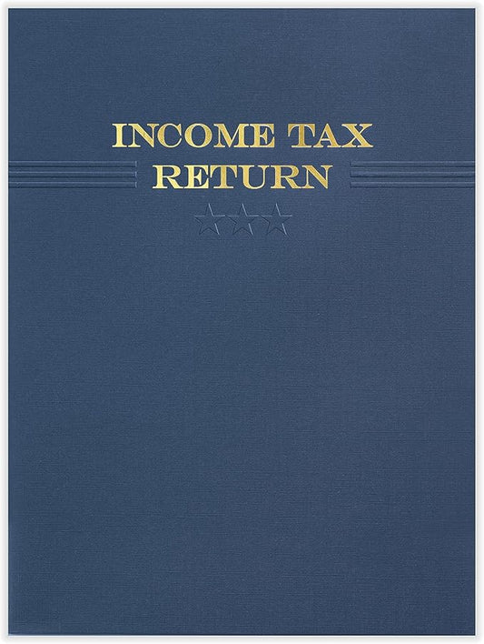 Tax Presentation Folder, Navy Blue (Three Star - Embossed), Double Pockets, 9" x 12", Pack of 100