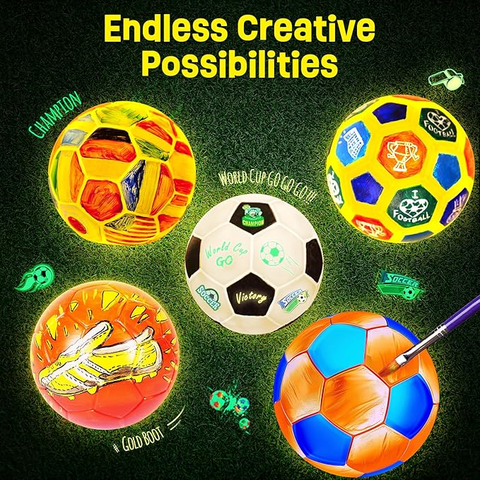 Paint Your Own Soccer Ball Lamp Kit, World Cup Soccer Gifts 3D Night Light, Art Supplies Creativity Arts and Crafts for Kids Ages 8-12, Birthday Gifts for Kids Boys Girls Ages 3 4 5 6 7 8 9 10 11 12+