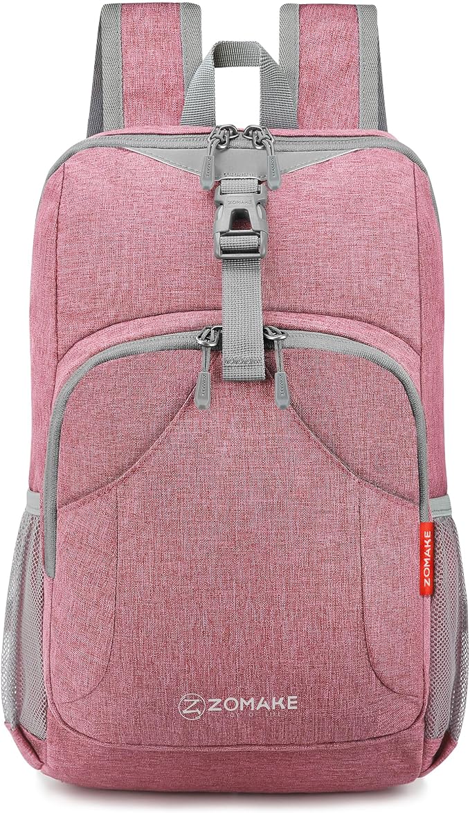 ZOMAKE Lightweight Packable Backpack, 10L Small Foldable Daypack for Hiking | Water Resistant Collapsible Backpacks for Women Men, Everyday Carry, Multi Compartment Storage, Adjustable Strap(Pink A4)