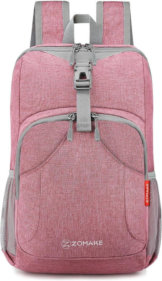 ZOMAKE Lightweight Packable Backpack, 10L Small Foldable Daypack for Hiking | Water Resistant Collapsible Backpacks for Women Men, Everyday Carry, Multi Compartment Storage, Adjustable Strap(Pink A4)