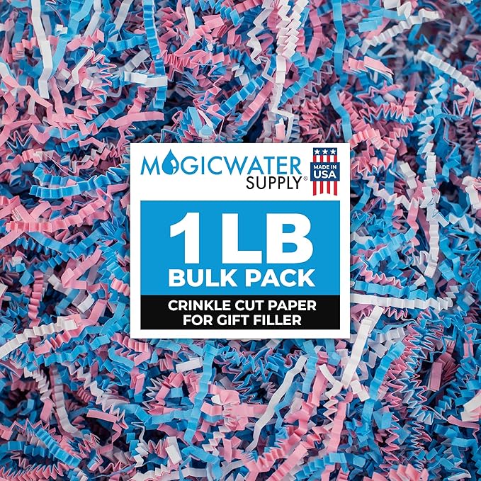 MagicWater Supply Crinkle Cut Paper Shred Filler -1LB Baby Blend-Decorative & Protective Packaging for Bridesmaid Gifts & Bridesmaid Proposal Gifts Holiday Stuffers Birthdays Wedding & Anniversaries