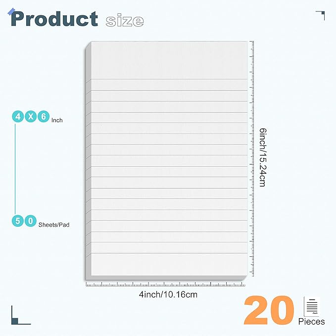 20 Pack Note Pads 50 Sheets Small Notepads 4x6 Inch Lined Writing Memo Pads for Home Office School Refills Scratch Pads with Pad Narrow Ruled Mini Pocket Writing Pads of Paper for Students and Teacher