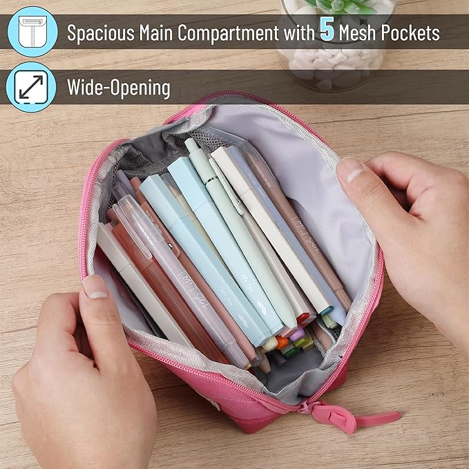 Mr. Pen- Fabric Pencil Case Pouch, Pink, Triangular Shape Pencil Pouch