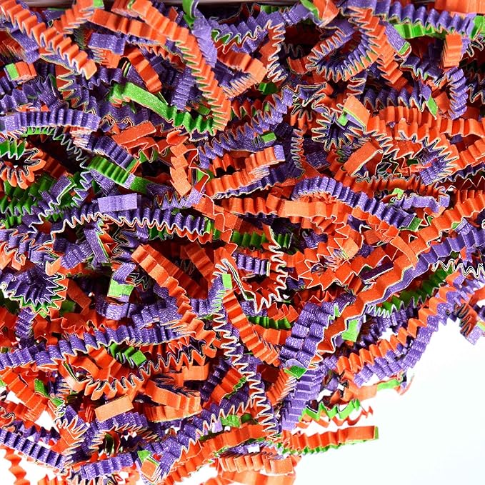 FRILLZ Crinkle Cut Paper Shred Filler for Baskets, Gifts, Packing and Protecting your Halloween, Fall Festival, Birthday and other events (2 pound, Trick or Treat)