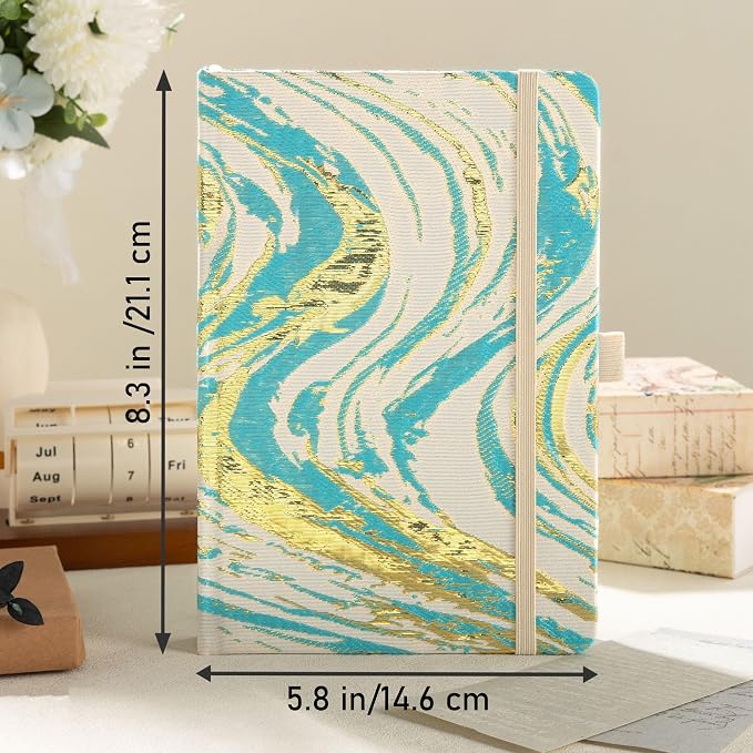 MGGAO Dotted Journal Notebook, A5 Fabric Journal for Women Men