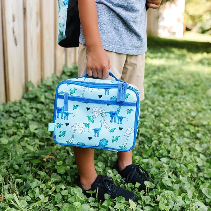Wildkin JumpOff Jo Insulated Lunch Box – Keeps Food Hot or Cold, BPA-Free with Mesh Pockets & Easy-Clean Lining – Ideal for School, Travel & Daycare - Blue Dino