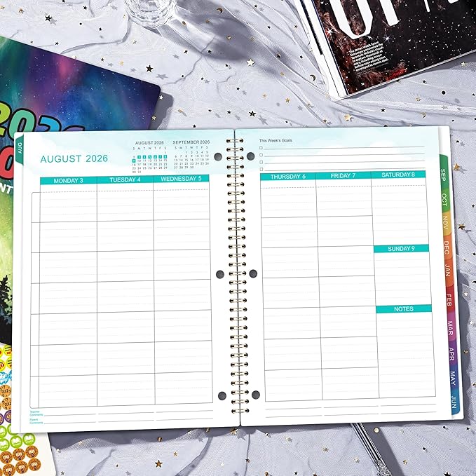 Student Planner 2026-2027 - Academic Planner from July 2026 - June 2027, 11"x 8.3", Weekly Monthly Calendar for Students, Flexible Cover, Strong Golden Binding, Printed Tabs, Stickers