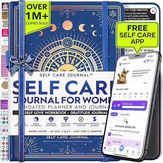 Self Care Journal - 5 Minute Mental Health & Manifestation Journal | 90-Day Undated Daily Planner for Positivity, Affirmations & Gratitude | Guided Mindfulness, Reflection | Vision Board + Stickers