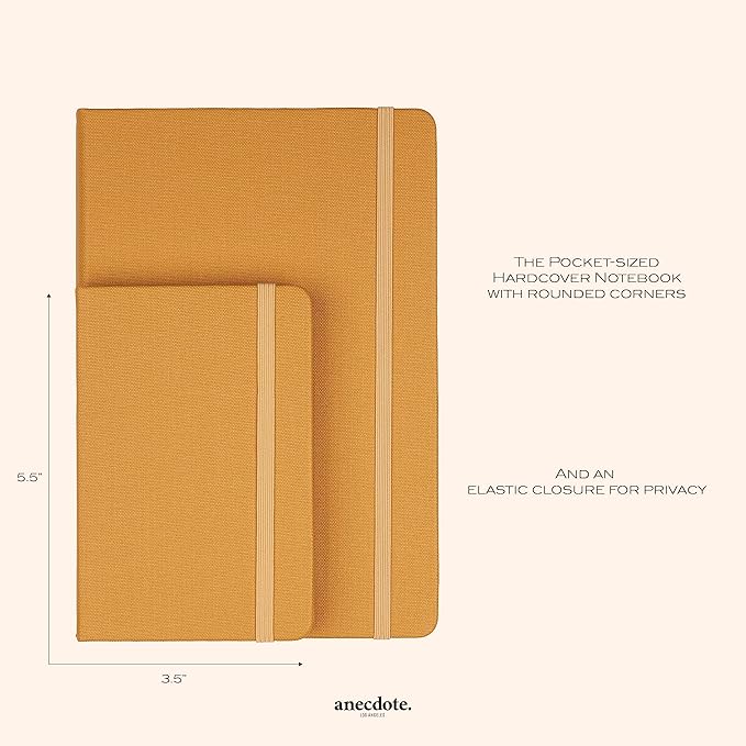ANECDOTE. Small Journal Notebook for Men & Women, 192 Pages | Thick 80 GSM Lined Paper| Hardcover (5.5"x3.5" Pocket Size) | Daily Journaling Diary for Work, Travel, School & Office Use (Mustard)