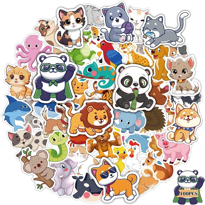 Back to School Supplies - 100 PCS Water Bottle Stickers for Kids,Cute Animal Aesthetic Sticker Pack - Vinyl Kawaii Stickers for Girls Boy Classroom Prizes,Party Favors for Scrapbook, Laptops, Journal