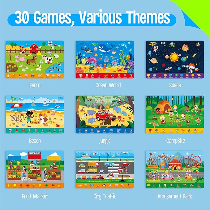 SpriteGru Search & Find Book, 30 Dry Erase Activities Game Pad, Reusable & Erasable Montessori Learning Toy Educational Games Autism Sensory Toys for Preschool Girls and Boys Ages 3, 4, 5, 6