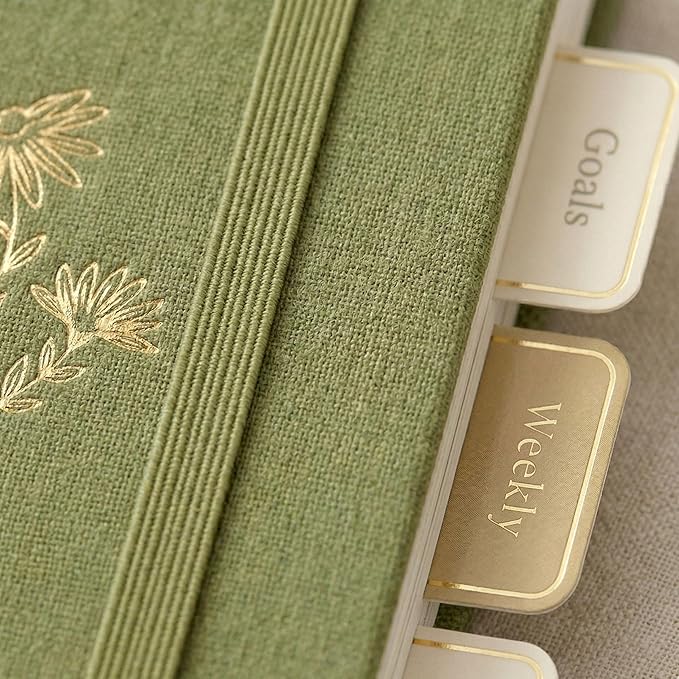 VIVID SCRIBBLES A5 Dotted Notebook with 160gsm Bleed-Proof Paper - Perfect for Bullet Journaling and Creative Planning - 200 Numbered Dot Grid Pages in Sage Green