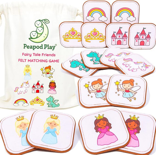 Felt Princess Matching Game for Toddlers – Fairy Tale Memory Game & Flash Cards – Soft and Safe for Ages 1+ – Montessori Preschool Learning Activity – Educational Princess Toy for Girls & Boys