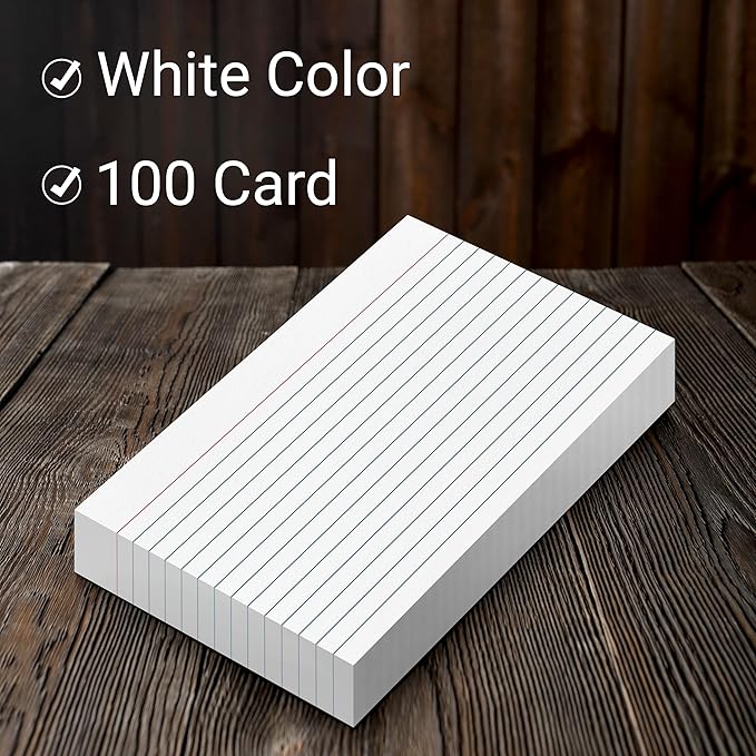 THREE LEAF 3 X 5, INDEX CARDS RULED, 500 CT. (100 x 5) WHITE, Ruled Flash Cards, Study Card, Memo Pad, For To-Do List, Art And Craft Projects