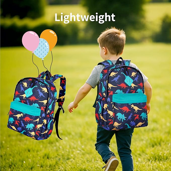 KK CRAFTS Preschool Backpack Kindergarten Little Kids Toddler Elementary School Backpacks for Boys and Girls with Chest Strap(15Inch, Dark Blue Dinosaur)