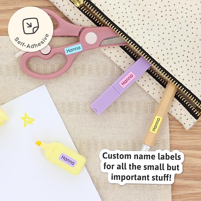 Mini Name Labels (175) - Custom Personalized Name Labels for Labeling Tiny Items, Washer and Dryer-Safe Waterproof Labels for Daycare, Preschool, and School- Cotton Candy