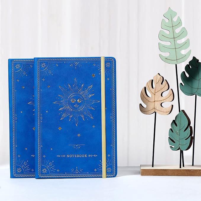 Artfan Ruled Notebook/Journal – Premium Thick Paper Faux Leather Classic Writing Notebook with Pocket + Page Dividers Gifts, Banded, Large, 144 Pages, Hard Cover, Lined (5.8 x 8.4) - Gemstone Blue