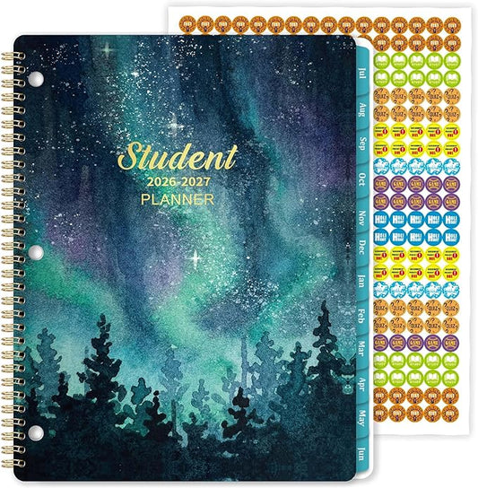 Student Planner 2026-2027 - Academic Year Weekly & Monthly School Planner, 2026-2027 Student Planner, Jul 2026 - Jun 2027, 9’’ × 11’’, 368 Stickers and Back Pocket