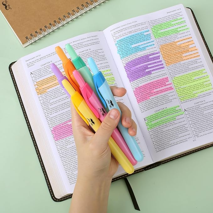 Mr. Pen- Retractable Highlighters, 6 Pack, Bright Colors, Chisel Tip Highlighter Marker Set, Click Highlighter Markers for Classroom, Journaling, Study Supplies, No Bleed On Standard Pages