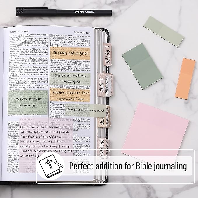 Mr. Pen- Transparent Sticky Notes Set, 200 Sheets, Transparent Sticky Notes and Planner Tabs with Black Fineliner Pen for Bible Study, Office, School, Planning, Journaling & Organization