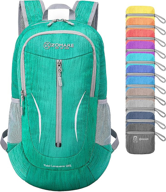 ZOMAKE 25L Ultra Lightweight Packable Backpack, Foldable Hiking Backpacks Water Resistant Small Folding Daypack for Travel(Dark Green)