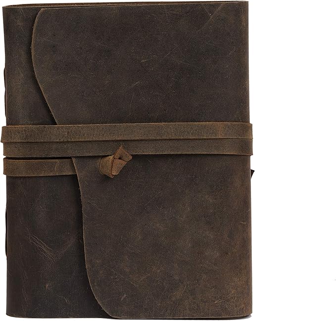 Leather Journal Travel Diary, Handmade Vintage Bound Notebook For Men & Women, Antique Finish, Genuine Buffalo Leather- Quality Unlined Paper Perfect for Notes, Art Sketchbook, 8X6 Inches, Cream