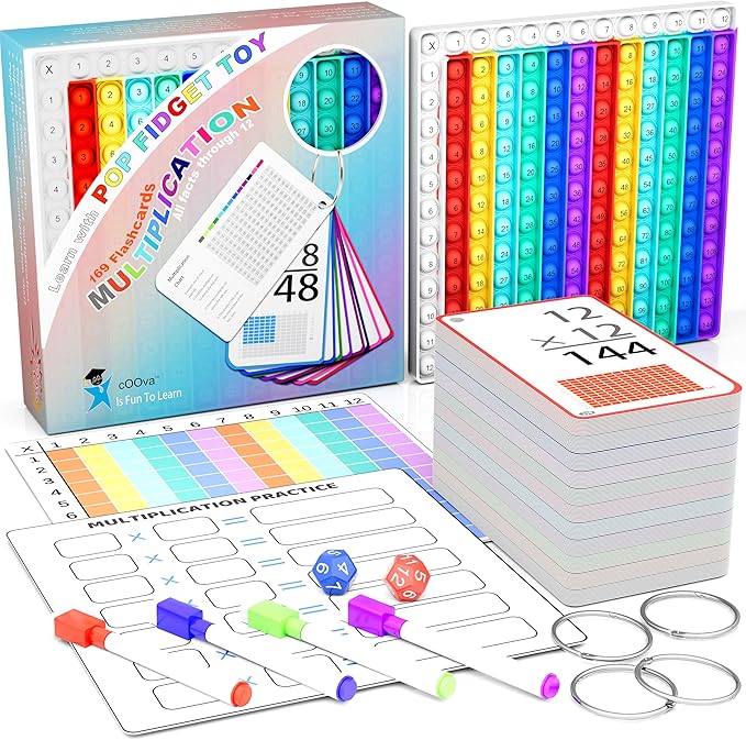 COOVA Multiplication Flash Cards 3rd Grade with Multiplication Chart - Times Table Flash Cards Math Game Multiplication flashcards 0-12
