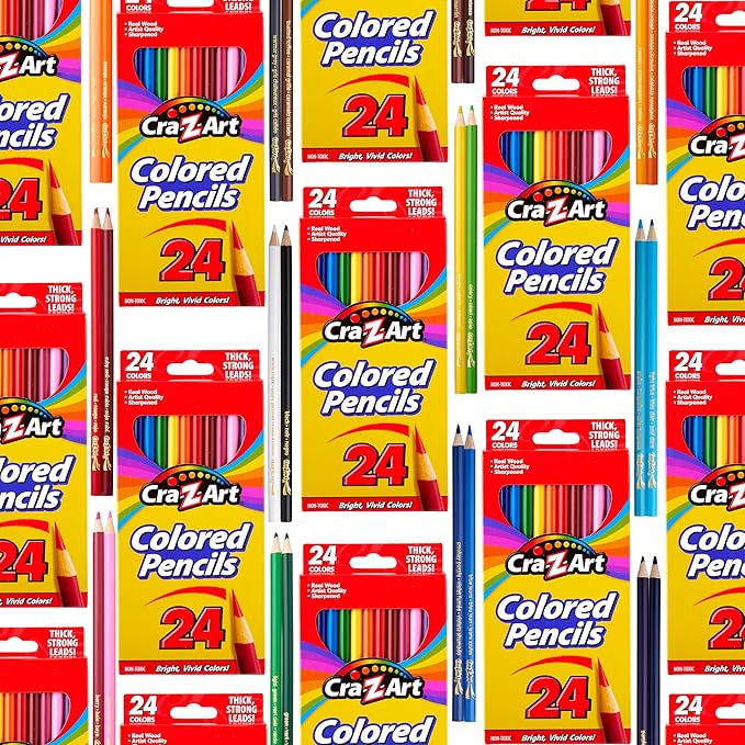 Cra-Z-Art Colored Pencils Bulk Pack, 10 Boxes of 24 ct Pre-Sharpened Pencils, Non-Toxic, Classroom School Art Supplies