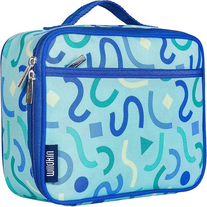 Wildkin Kids Insulated Lunch Box, Keeps Food Hot or Cold, BPA-Free with Mesh Pockets & Easy-Clean Lining – Ideal for School, Travel & Daycare – Confetti Blue