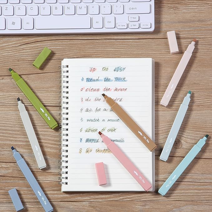 Mr. Pen- Aesthetic Highlighters No Bleed, 8 Pack, Natural Earth, Chisel Tip, Cute Highlighters Assorted Colors for Journaling, Highlighting, Underlining, Fast Dry, Back to School Supplies