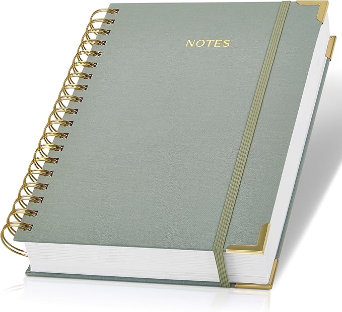 Aesthetic Thick Spiral Notebook Journal For Women in B5 Format - Stylish Linen Hardcover College Ruled Note Book w 300 Lined Pages - Cute Supplies For Bible Study & Staying Organized at Work or School
