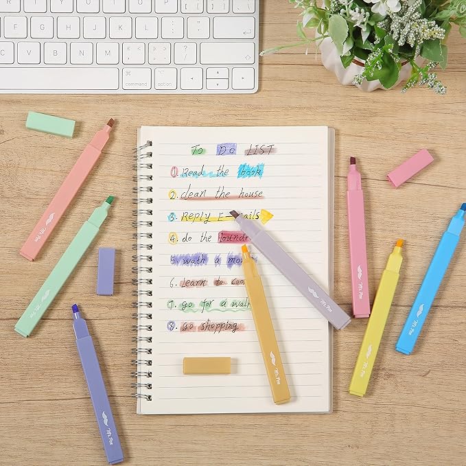 Mr. Pen- Aesthetic Highlighters No Bleed, 8 Pack, Assorted Colors, Chisel Tip, Cute Highlighters Assorted Colors for Journaling, Highlighting, Underlining, Fast Dry, Back to School Supplies