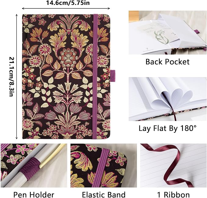 TIEFOSSI Lined Journal Notebook for Women Men, A5 Journals for Writing