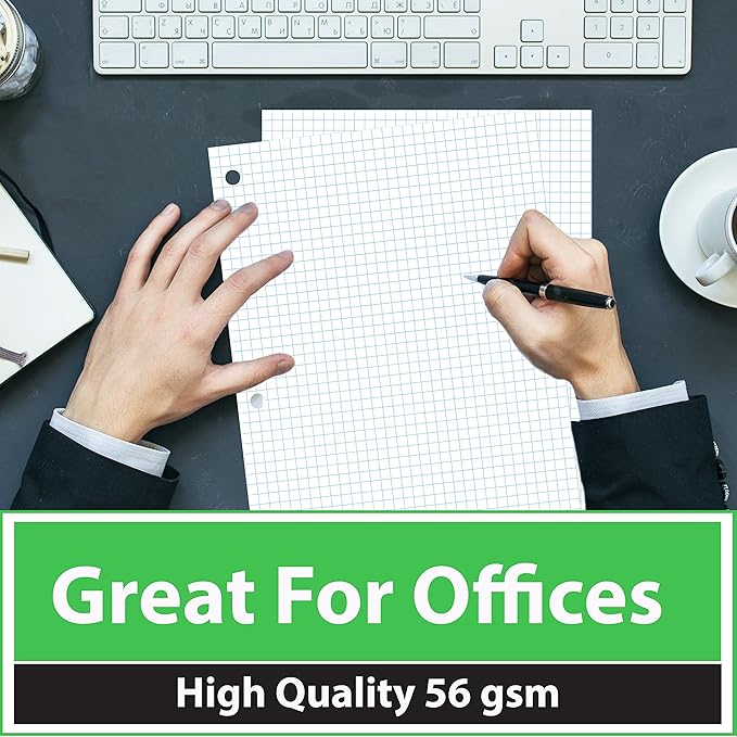 Graph Paper Loose Leaf Paper Quad Ruled Notebook Paper Quad Ruled 4” x 4” Square Lined Writing Filler Paper 10.5” x 8” 7200 Sheets 150 Sheets Per Pack 60 gsm (48 Pack)